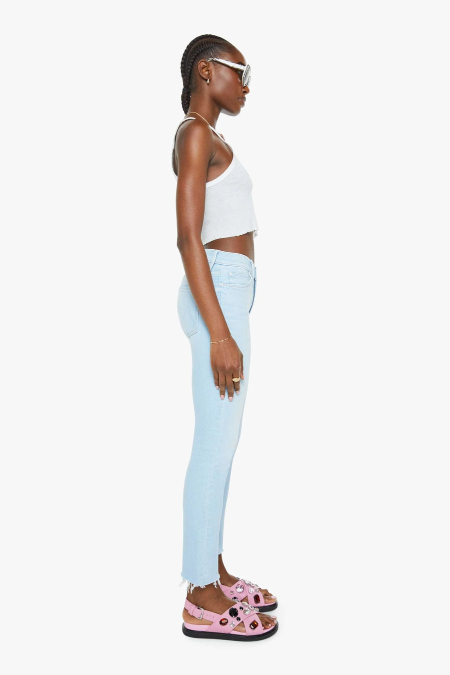 Mother The Mid Rise Dazzler Crop Fray