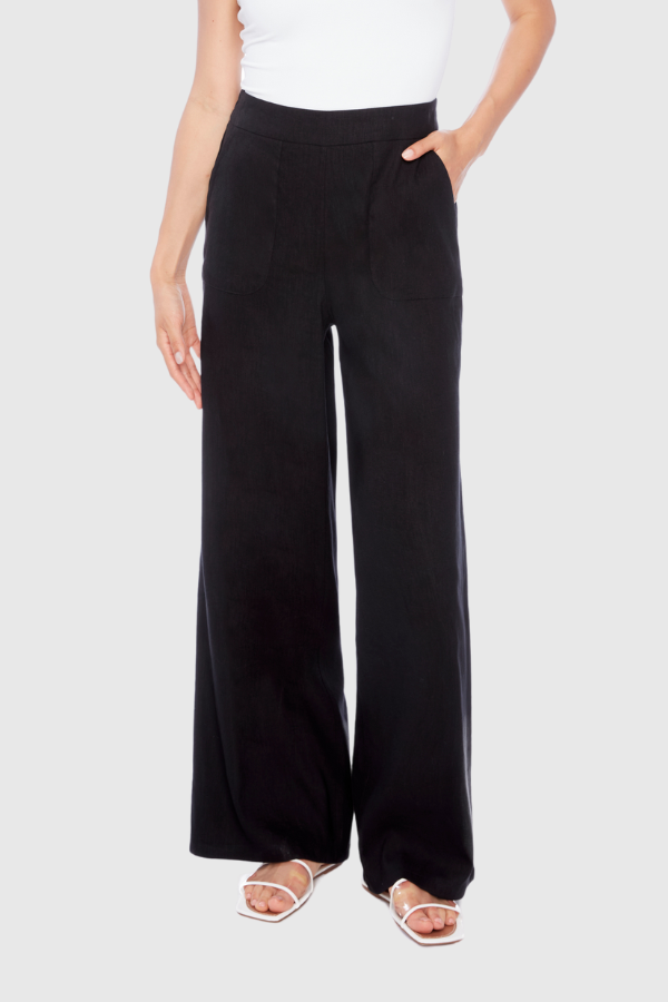 I Love Tyler Madison Isla Stretch Linen Long Pant in Black