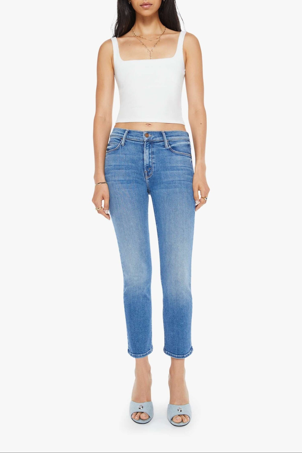 MOTHER The Mid Rise Dazzler Crop Jean in Ready, Set, Go!