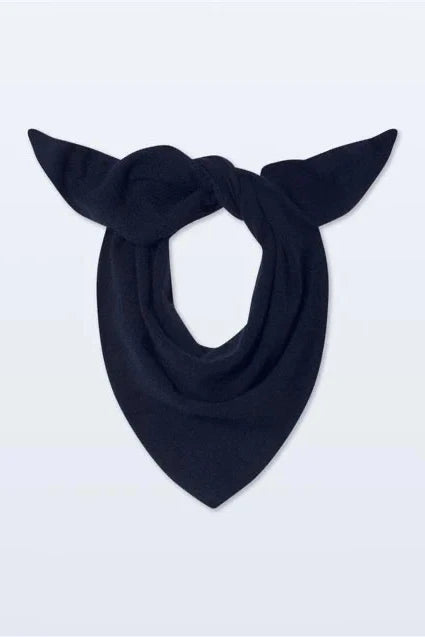 Navy blue bandana with knot on a light gray background