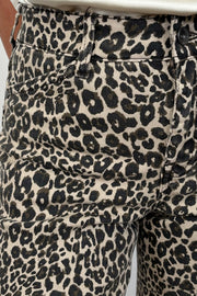 Close-up of a pair of leopard print jeans