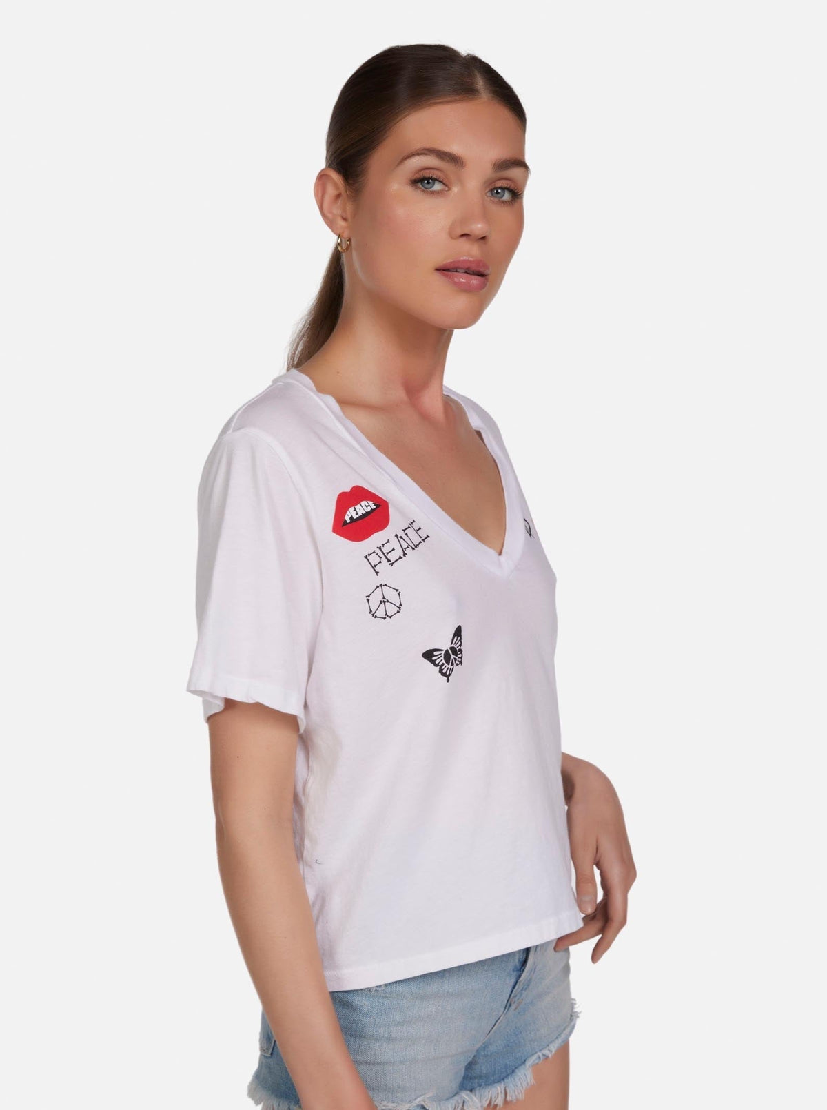 Lauren Moshi Lottie V-Neck Boxy Tee