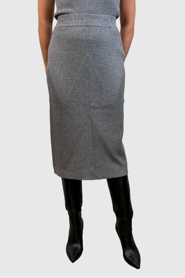 Astrid Fitted Midi Length Mellow Knit Skirt - Size S Available