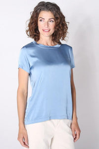 Astrid R&B Stretch Satin Tee in Sky Blue