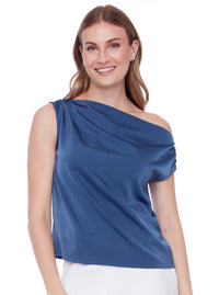 I Love Tyler Madison Lily Satin Off Shoulder Top in Midnight