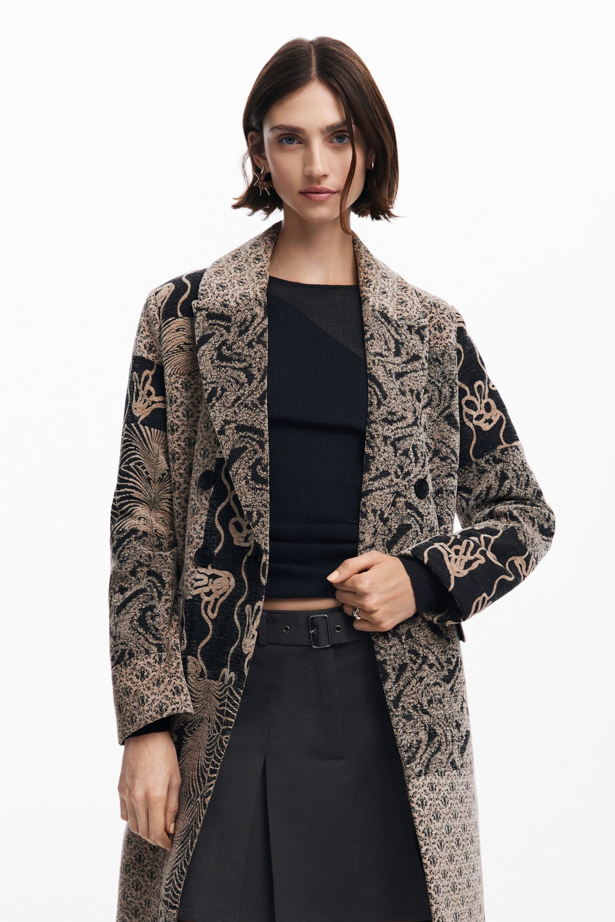 Desigual Printed Long Coat