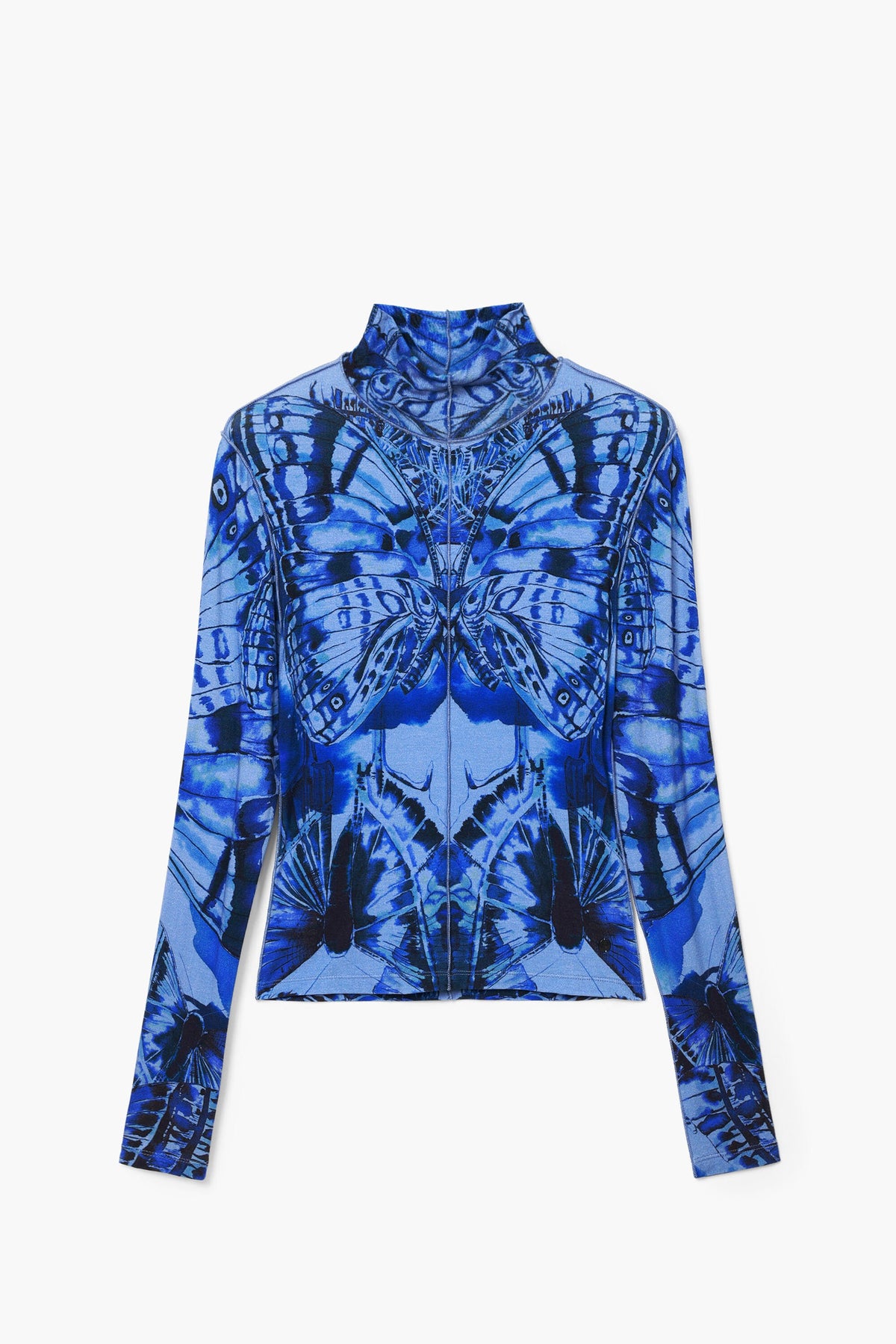 Desigual Butterfly Mock Neck Top in Azul