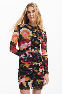 Desigual Floral Ruched Dress - Size M Available