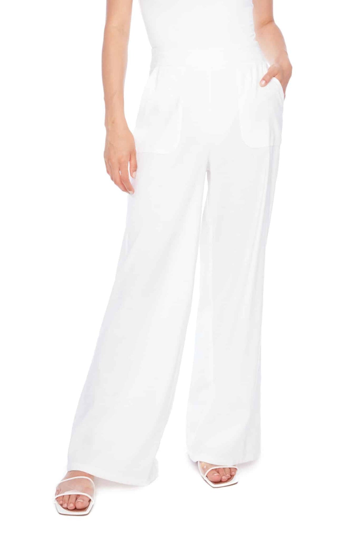 I Love Tyler Madison Isla Stretch Linen Long Pant in White