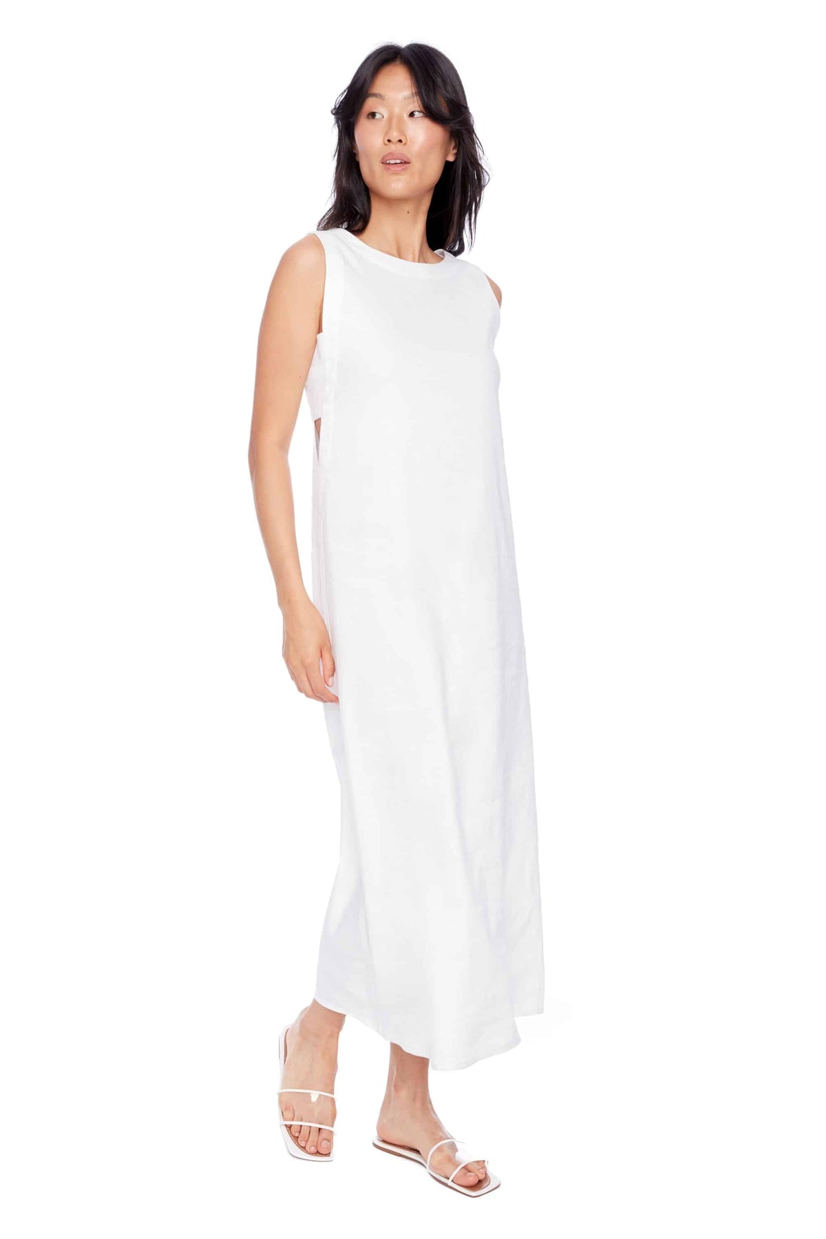 I Love Tyler Madison Charlie Stretch Linen Long Sun Dress in White