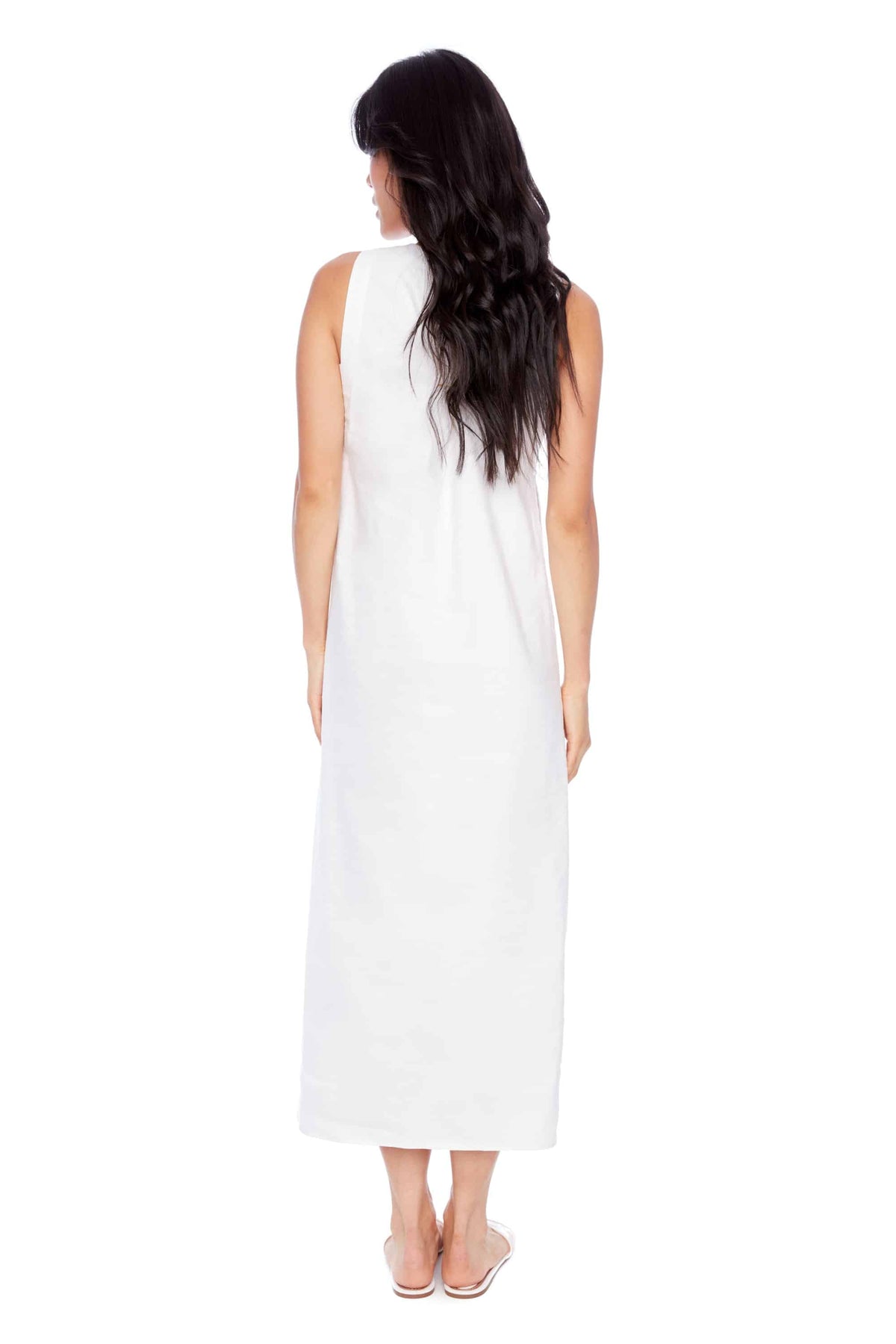 I Love Tyler Madison Charlie Stretch Linen Long Sun Dress in White