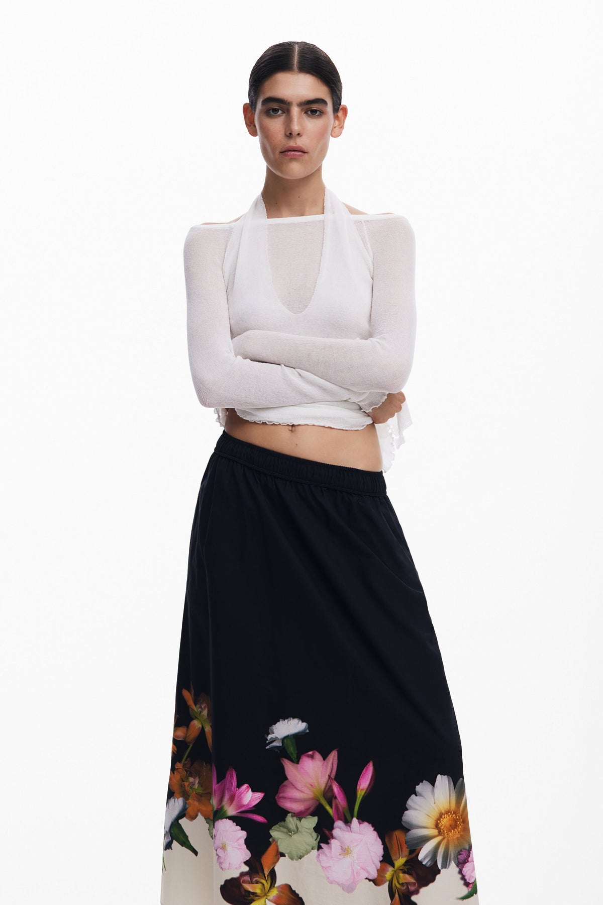 Desigual Lindo Floral Midi Skirt