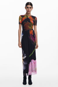 Desigual Roterdam Floral Mesh Midi Dress