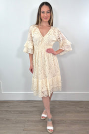 Astrid Jilly Lace A-Line Dress in Cream