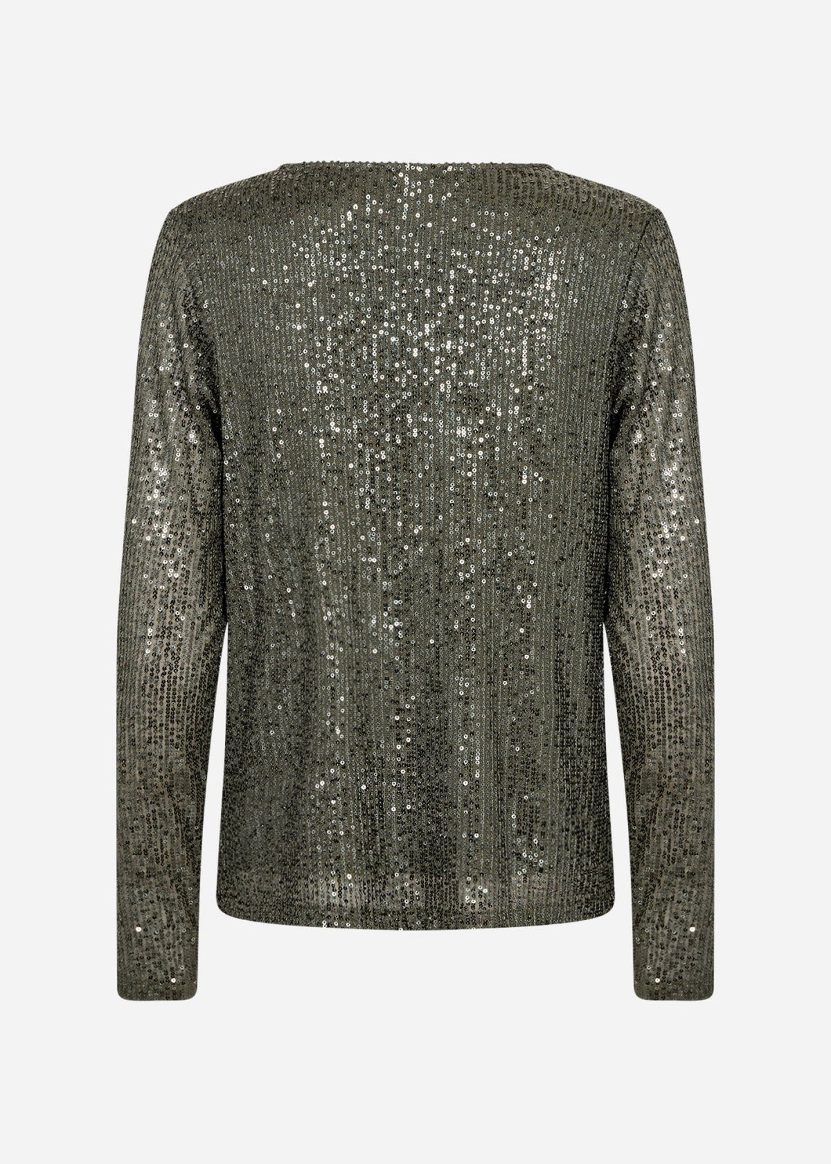 Soya Concept Nanett Sequin Long Sleeve Top in Dark Army