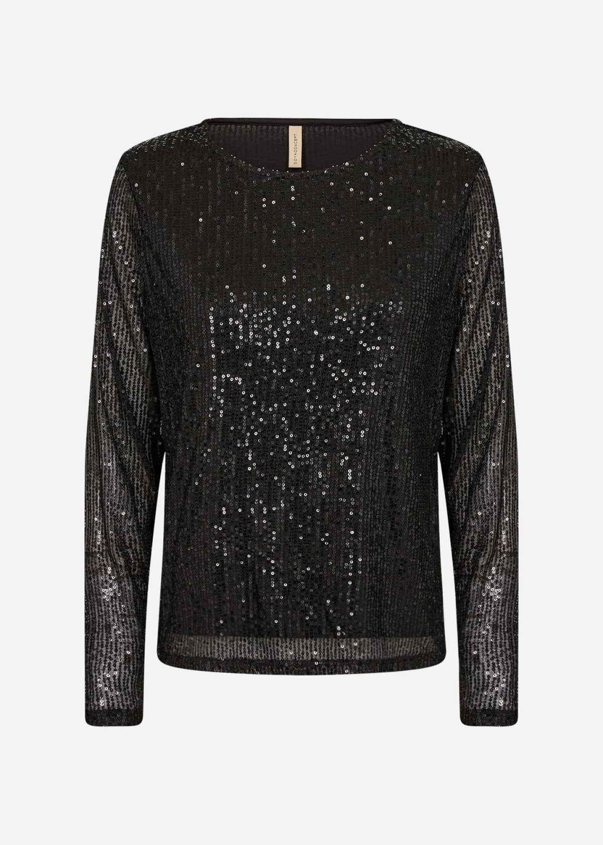 Soya Concept Nanett Sequin Long Sleeve Top in Black