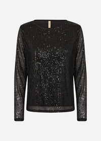 Soya Concept Nanett Sequin Long Sleeve Top in Black