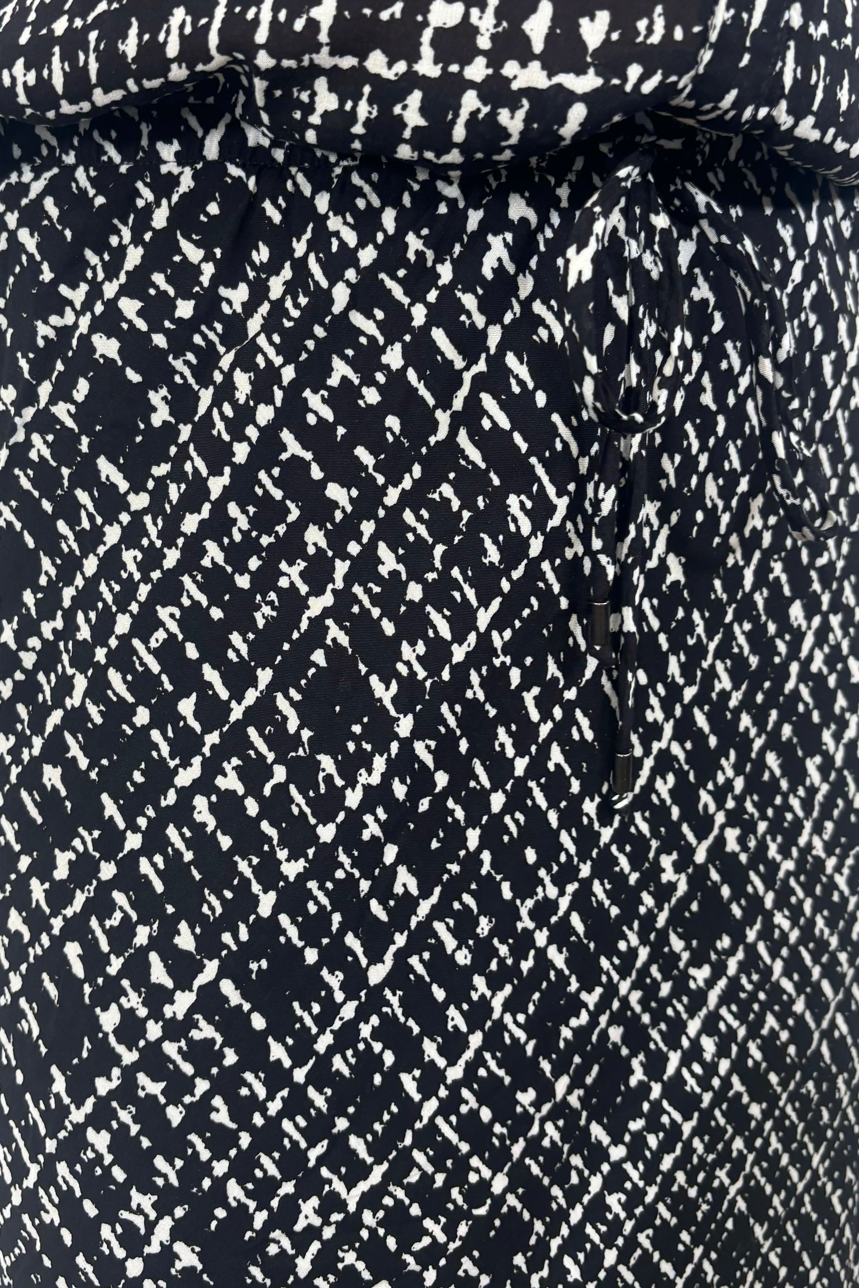 close-up of a printed maxi skirt