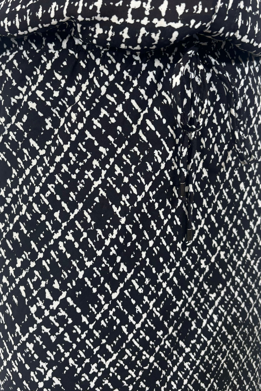 close-up of a printed maxi skirt