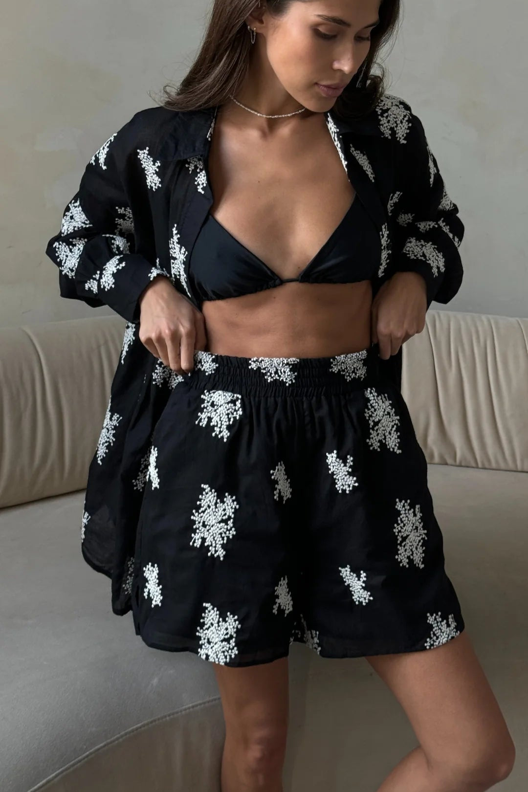 Charli Celina Embroidery Shorts