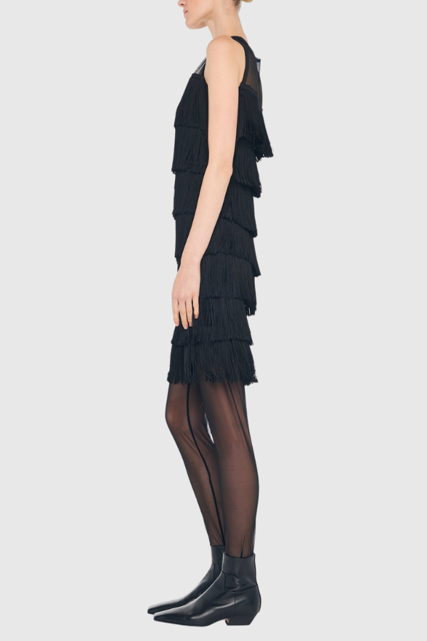 Norma Kamali All Over Fringe Dress