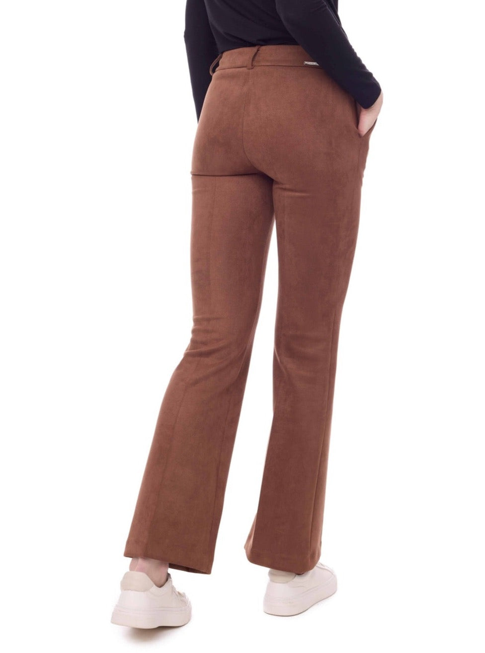 I Love Tyler Madison Paityn Stretch Suede Boot Cut Pant in Tobacco