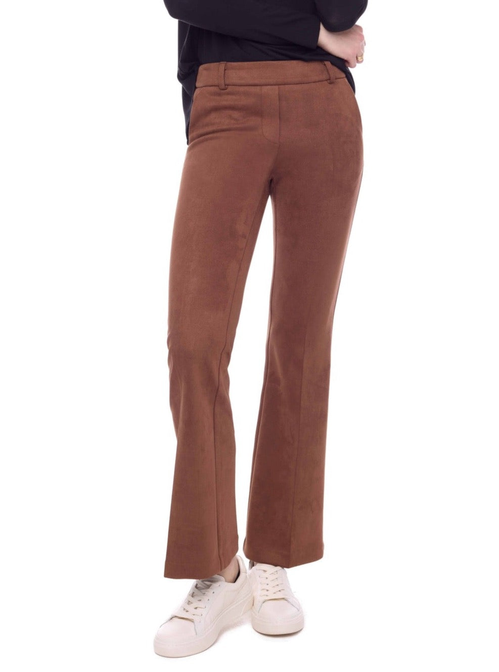 I Love Tyler Madison Paityn Stretch Suede Boot Cut Pant in Tobacco