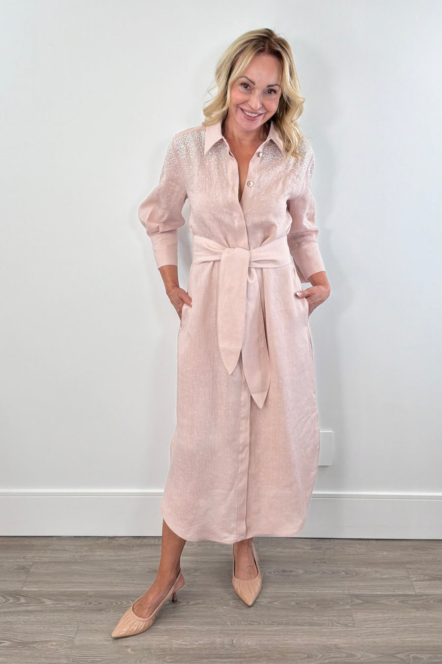 Marella Calle Linen Midi Shirt Dress