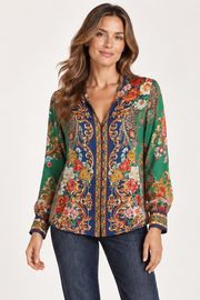 Hale Bob Mazie Guilded Rose Printed Blouse
