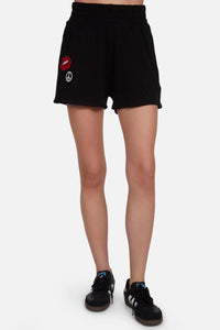 Lauren Moshi Colleen Peace Lip Patch Shorts in Black - Size XS Available