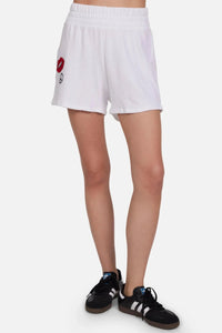 Lauren Moshi Colleen Peace Lip Patch Shorts in White