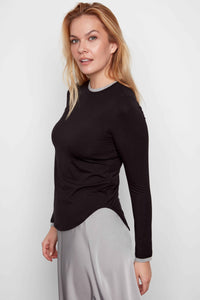 I Love Tyler Madison Alaia Double Trim Jersey in Black