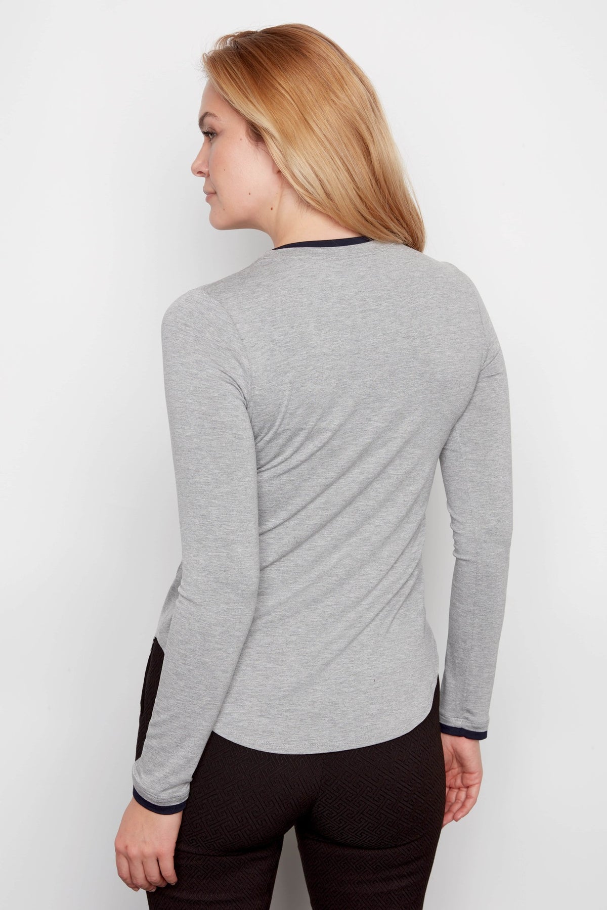 I Love Tyler Madison Alaia Double Trim Jersey in Light Grey