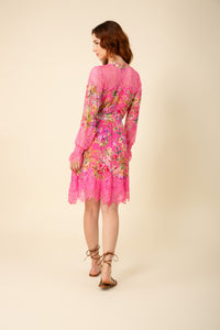 Hale Bob Lucille Lace Dress in Pink