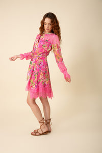 Hale Bob Lucille Lace Dress in Pink