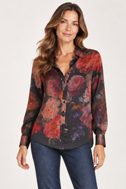 Hale Bob Dania Midnight Garden Print Blouse