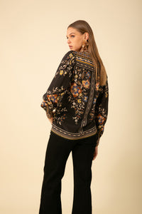 Hale Bob Selah Floral Button Up Shirt in Black