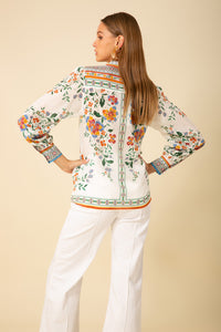 Hale Bob Selah Floral Button Up Shirt in Ivory