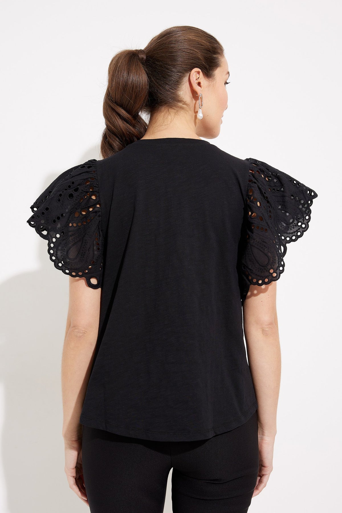 Melissa Nepton Eyelet Sleeve Top in Black - Size S Available