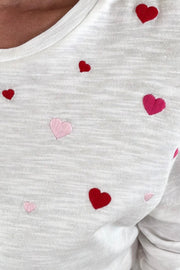 CHRLDR Embroidered Hearts LS Perfect Tee