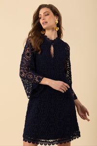 Hale Bob Amirah Crochet Long Sleeve Dress