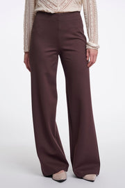 Brown wide-leg pants. 
