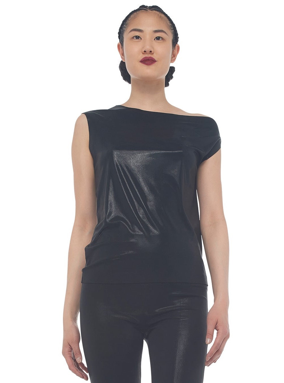 Norma Kamali Lame Drop Shoulder Top