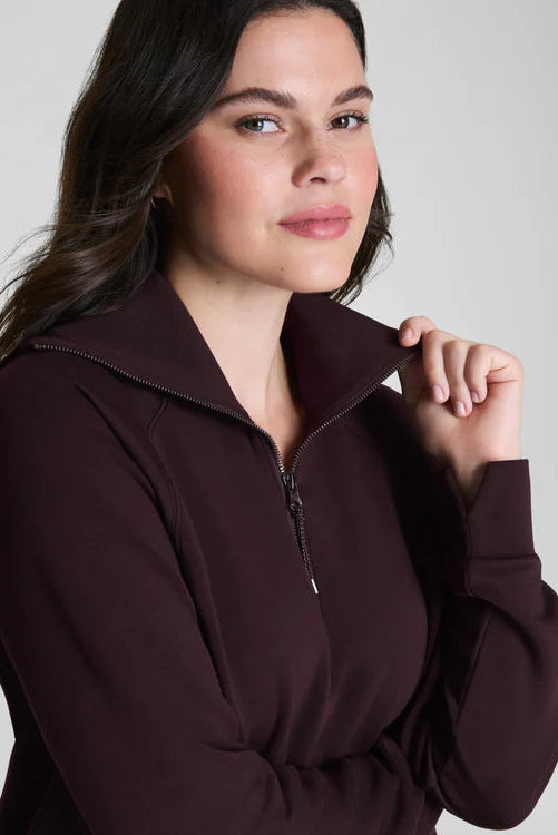 close-up of a half-zip sweatshirt