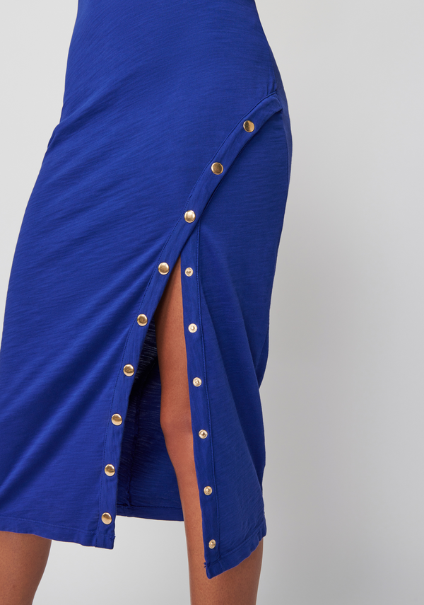 Nation Sevan Dress With Button Detail in Cobalt