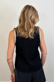 Melissa Nepton Naru Faux Leather Crochet Tank in Navy