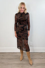 Woman wearing a patterned dress