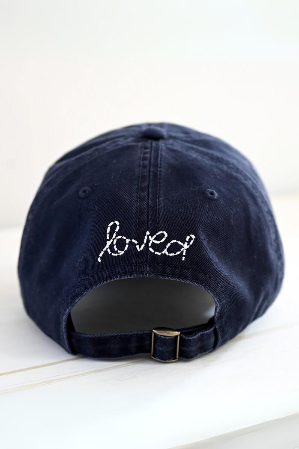 Kerri Rosenthal Imperfect Heart Hat in Indigo/White