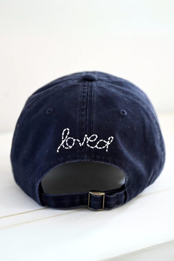 Kerri Rosenthal Heart Patch Baseball Hat in Indigo/White