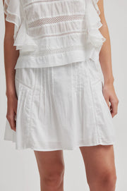 White mini skirt with lace detail 